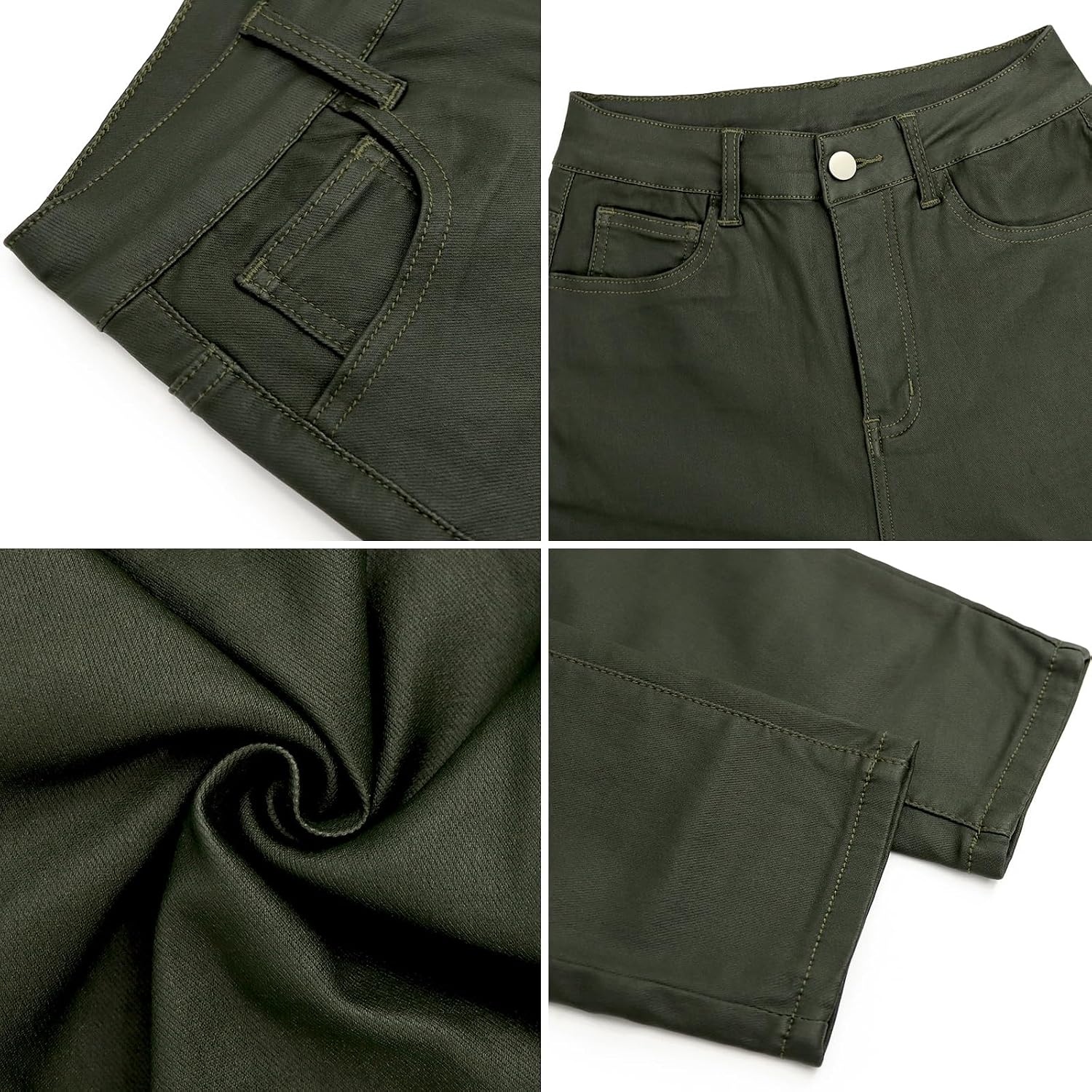 image:imageHigh Waist PU Leather Pants Skinny Disco Metallic LeggingsArmy Green
