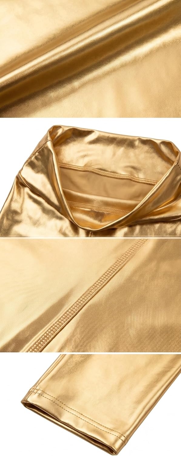 image:imageSakkas Shiny Liquid Metallic High Waist Stretch Leggings Made in USAGold