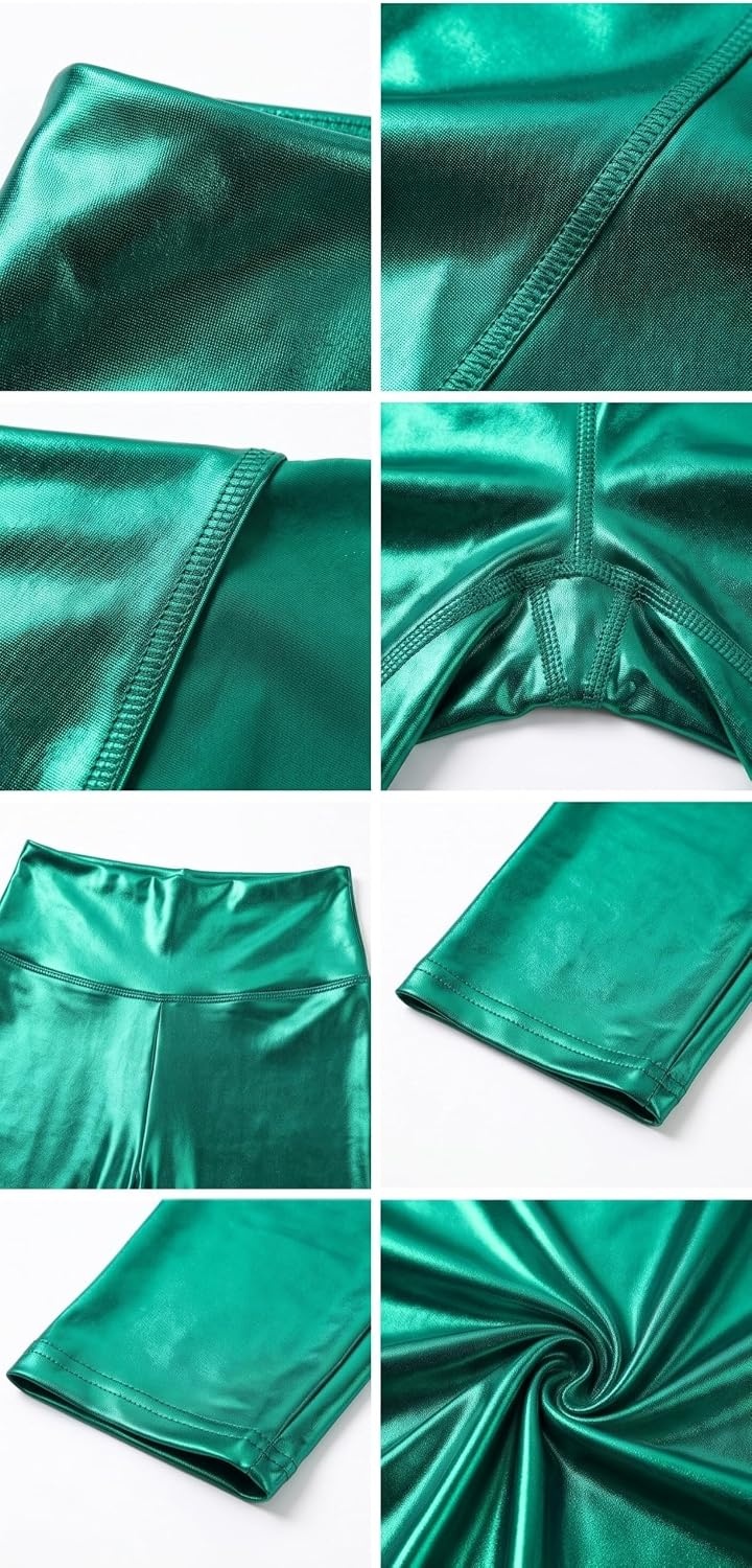 image:imageSakkas Shiny Liquid Metallic High Waist Stretch Leggings Made in USAGreen