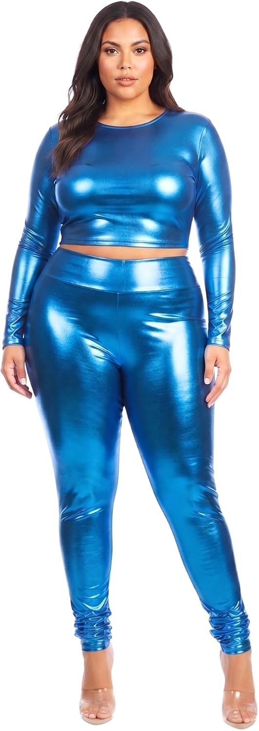 image:imageSakkas Shiny Liquid Metallic High Waist Stretch Leggings Made in USATurquoise