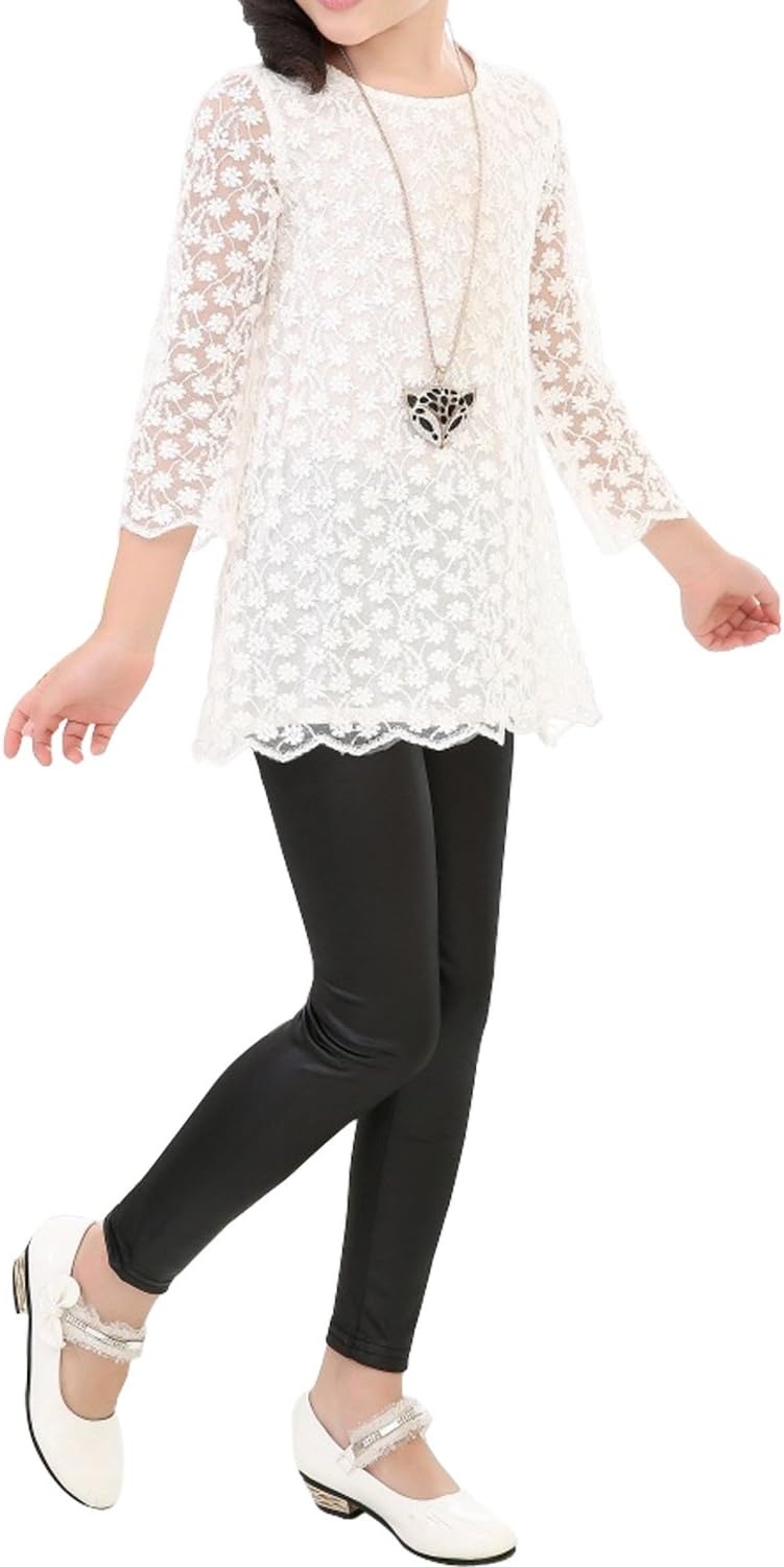 image:imageTulucky Girls Stretchy Faux Leather Legging Teens PantsBlack
