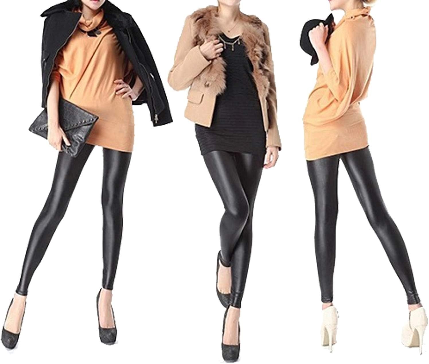 image:imageTulucky Girls Stretchy Faux Leather Legging Teens PantsBlack