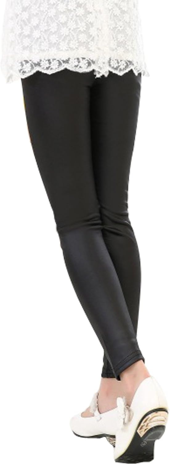 image:imageTulucky Girls Stretchy Faux Leather Legging Teens PantsBlack