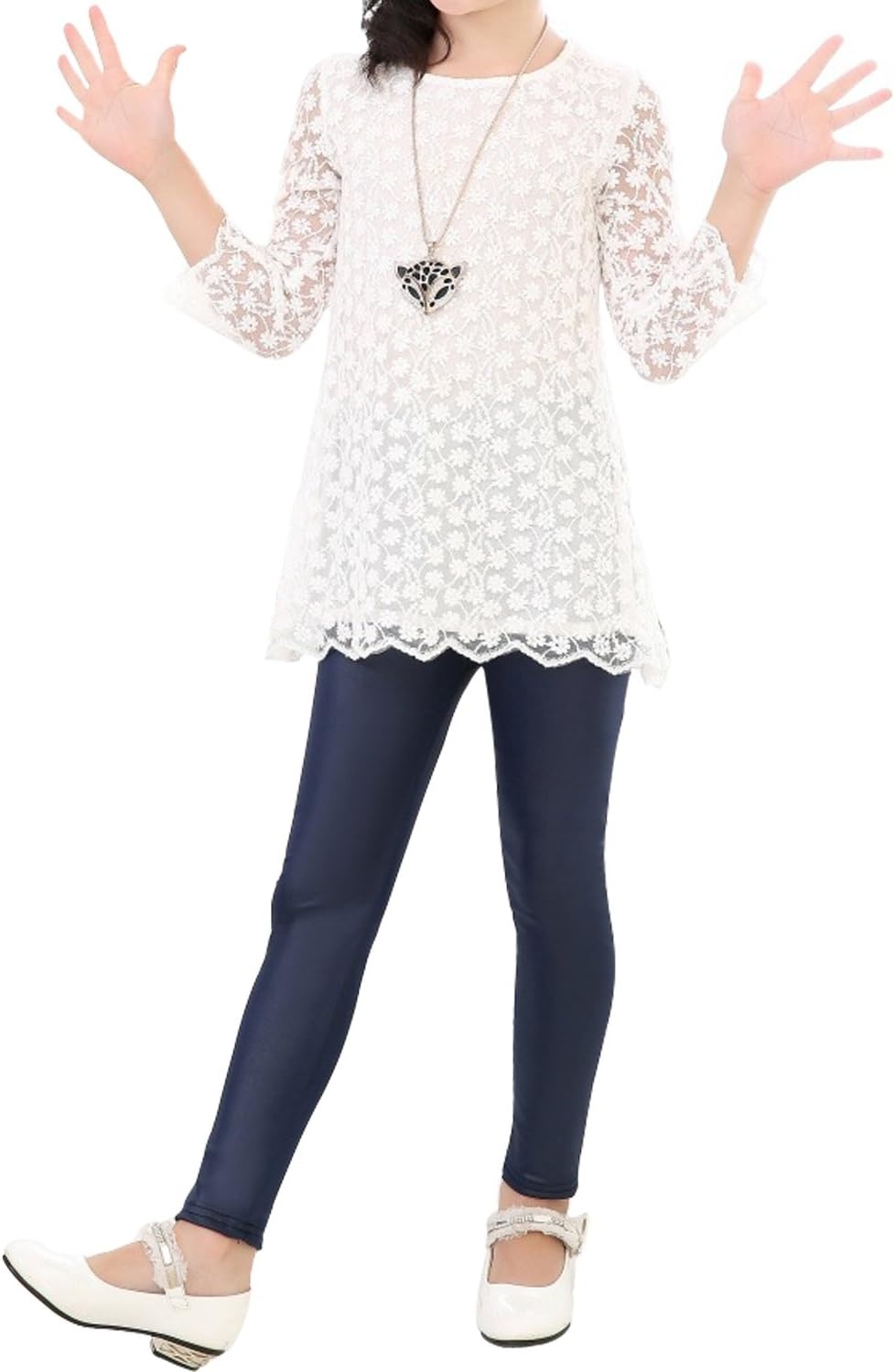 image:imageTulucky Girls Stretchy Faux Leather Legging Teens PantsDarkblue