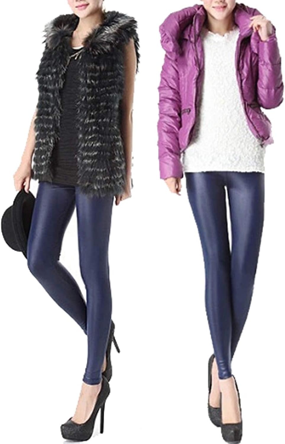 image:imageTulucky Girls Stretchy Faux Leather Legging Teens PantsDarkblue