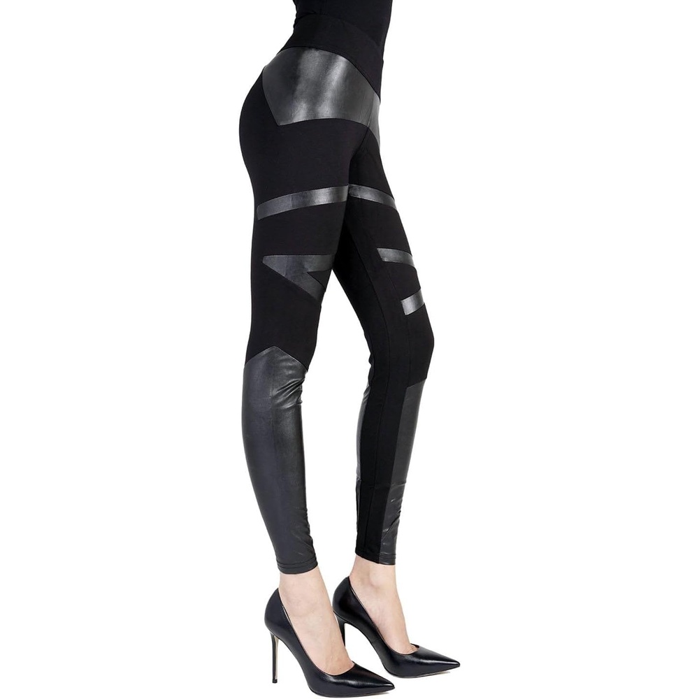 image:imageMeMoi Sexy Moto Pleather Accent Shaping LeggingsBlack Msl 001