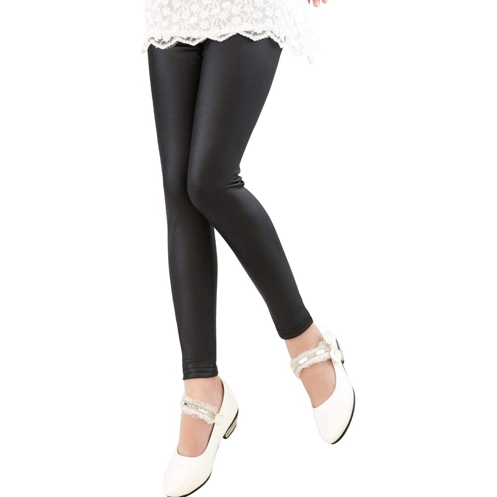 image:imageTulucky Girls Stretchy Faux Leather Legging Teens PantsBlack