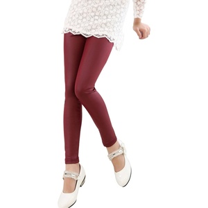 Tulucky Girls Stretchy Faux Leather Legging Teens Pants(Winered)