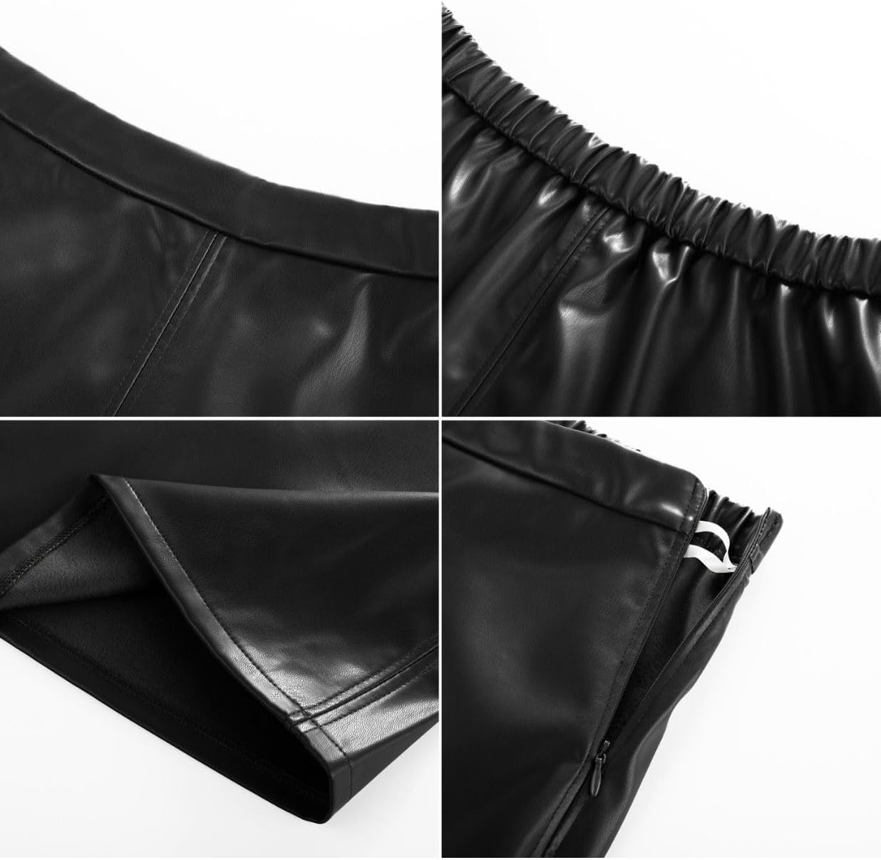 image:image2026 Faux Leather Skirts for Women High Waist A Line Fall Winter OutfitsBlack