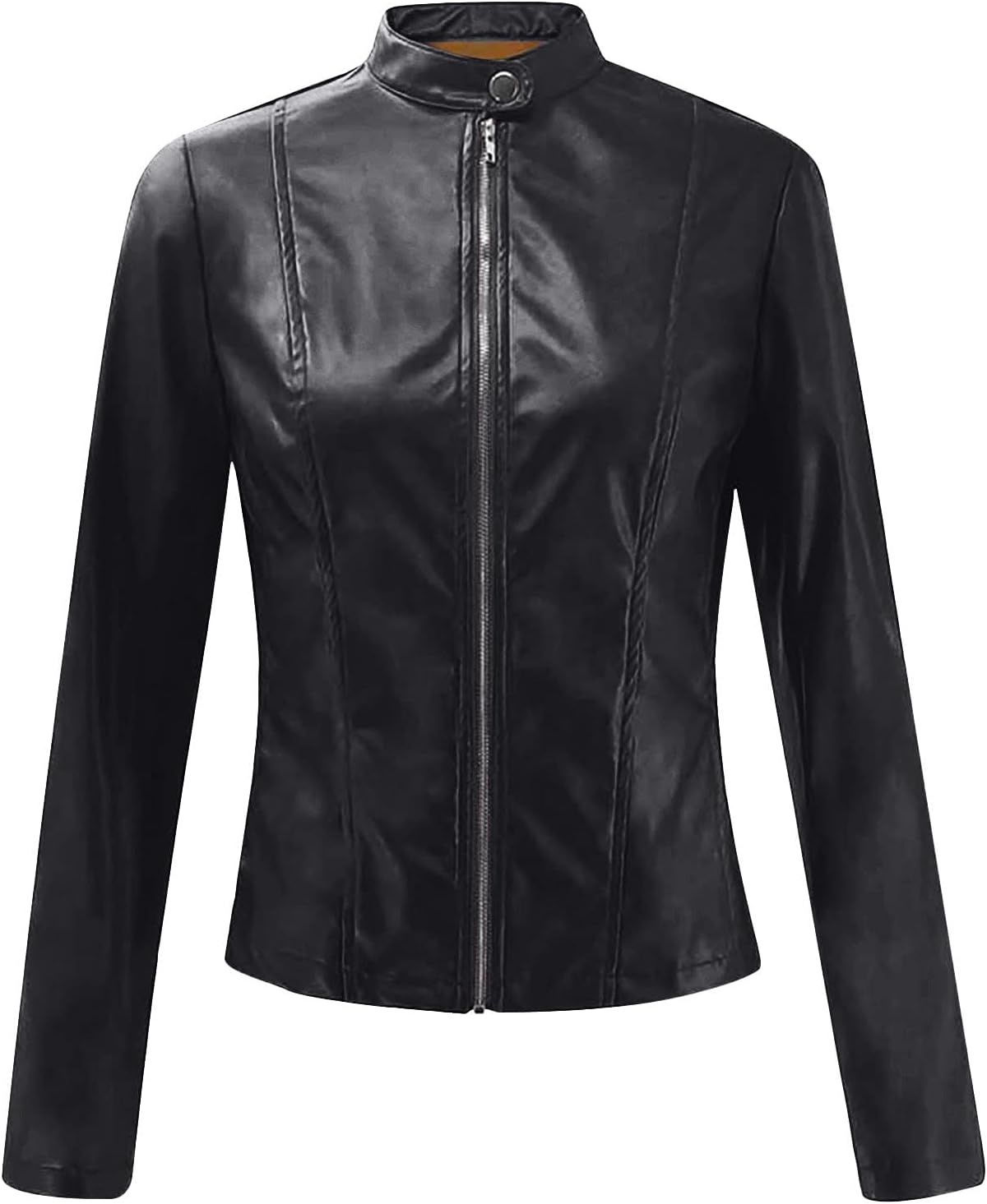 image:imageFaux Leather Jacket Varsity Moto Biker Bomber Jackets Short Coat Casual Lightweight Outerwear Coats 2025 SpringBlack