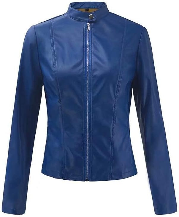image:imageFaux Leather Jacket Varsity Moto Biker Bomber Jackets Short Coat Casual Lightweight Outerwear Coats 2025 SpringBlue