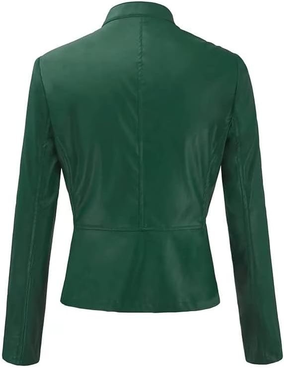 image:imageFaux Leather Jacket Varsity Moto Biker Bomber Jackets Short Coat Casual Lightweight Outerwear Coats 2025 SpringGreen