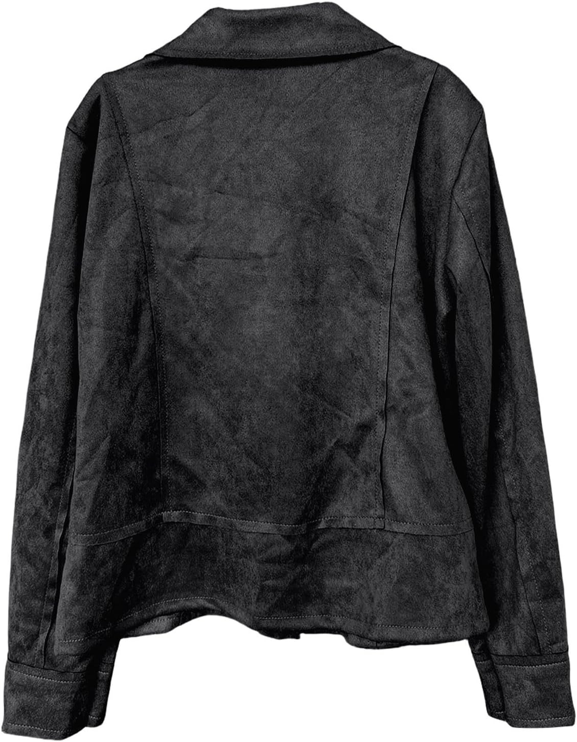image:imageFaux Suede Jacket Women Long Sleeve Leather Bomber Jackets Moto Cropped Trench Coat For Business Casual Going OutBlack