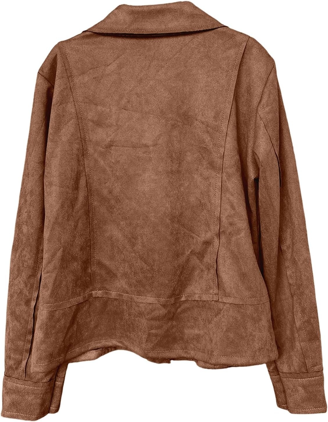image:imageFaux Suede Jacket Women Long Sleeve Leather Bomber Jackets Moto Cropped Trench Coat For Business Casual Going OutBrown