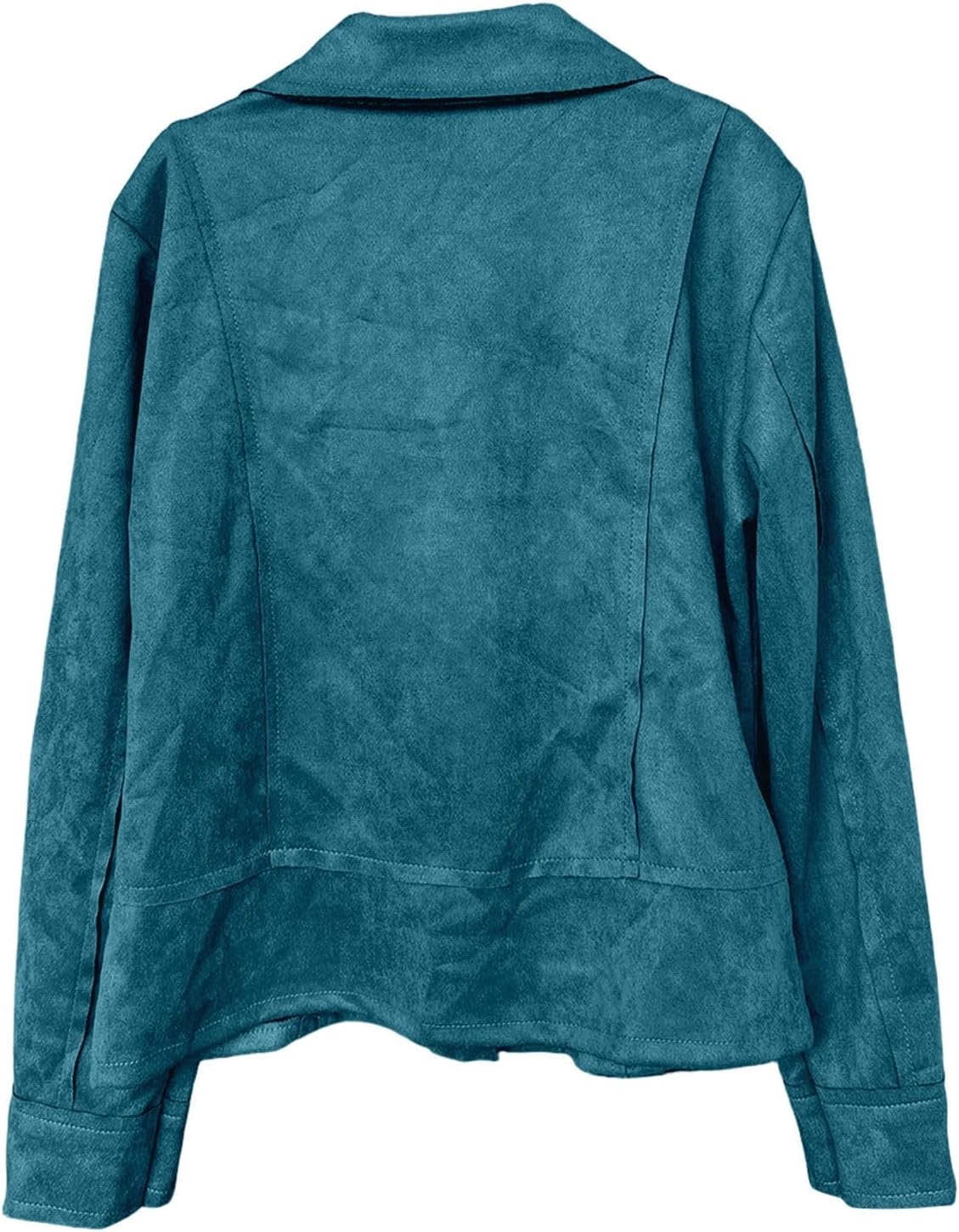 image:imageFaux Suede Jacket Women Long Sleeve Leather Bomber Jackets Moto Cropped Trench Coat For Business Casual Going OutBu1