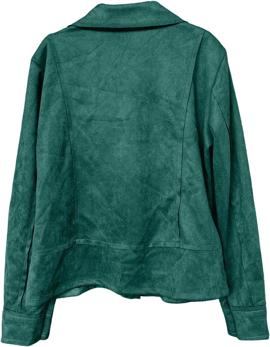 image:imageFaux Suede Jacket Women Long Sleeve Leather Bomber Jackets Moto Cropped Trench Coat For Business Casual Going OutGreen