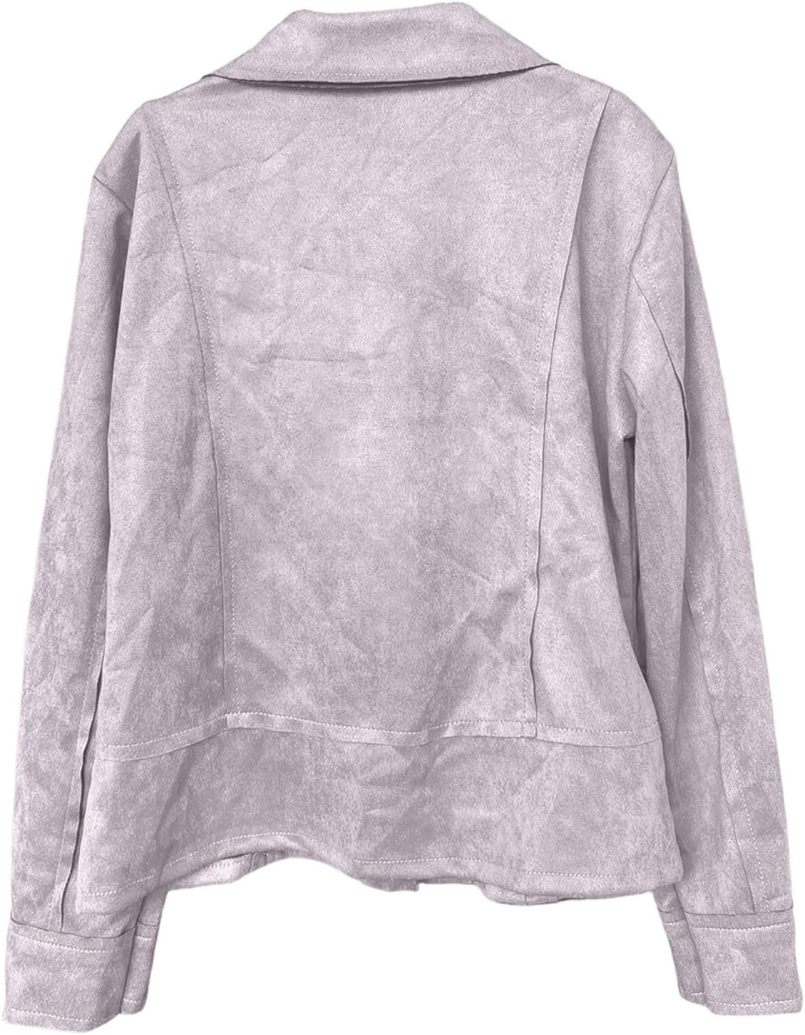 image:imageFaux Suede Jacket Women Long Sleeve Leather Bomber Jackets Moto Cropped Trench Coat For Business Casual Going OutGrey