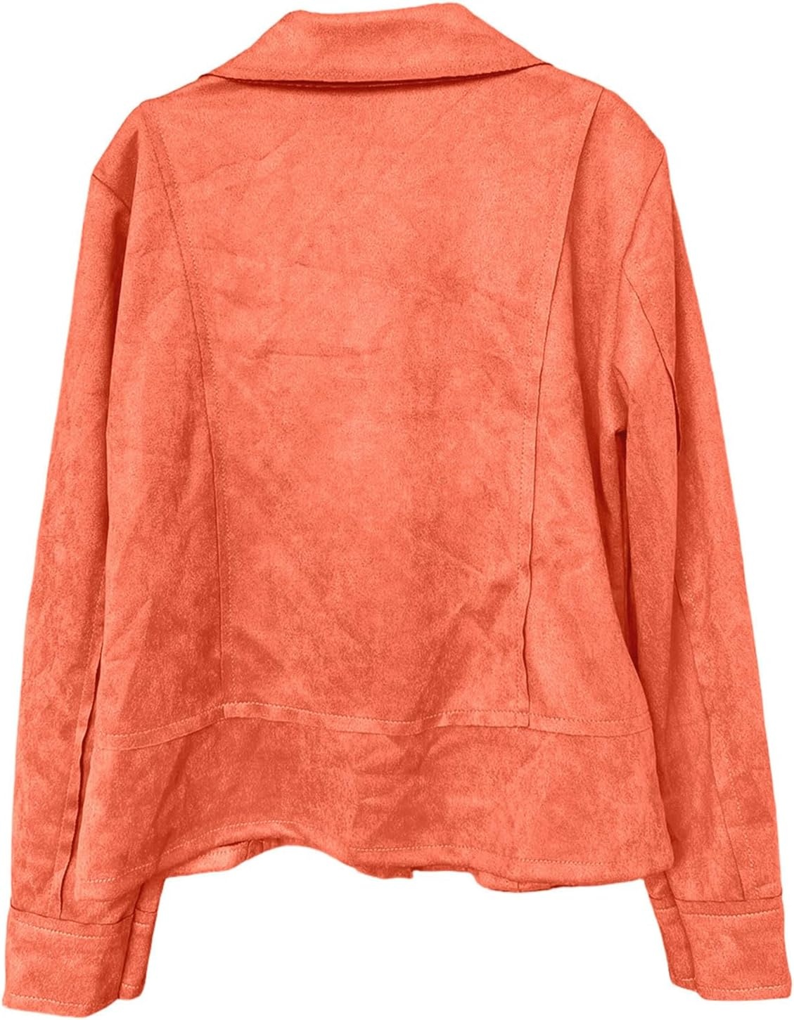 image:imageFaux Suede Jacket Women Long Sleeve Leather Bomber Jackets Moto Cropped Trench Coat For Business Casual Going OutOrange