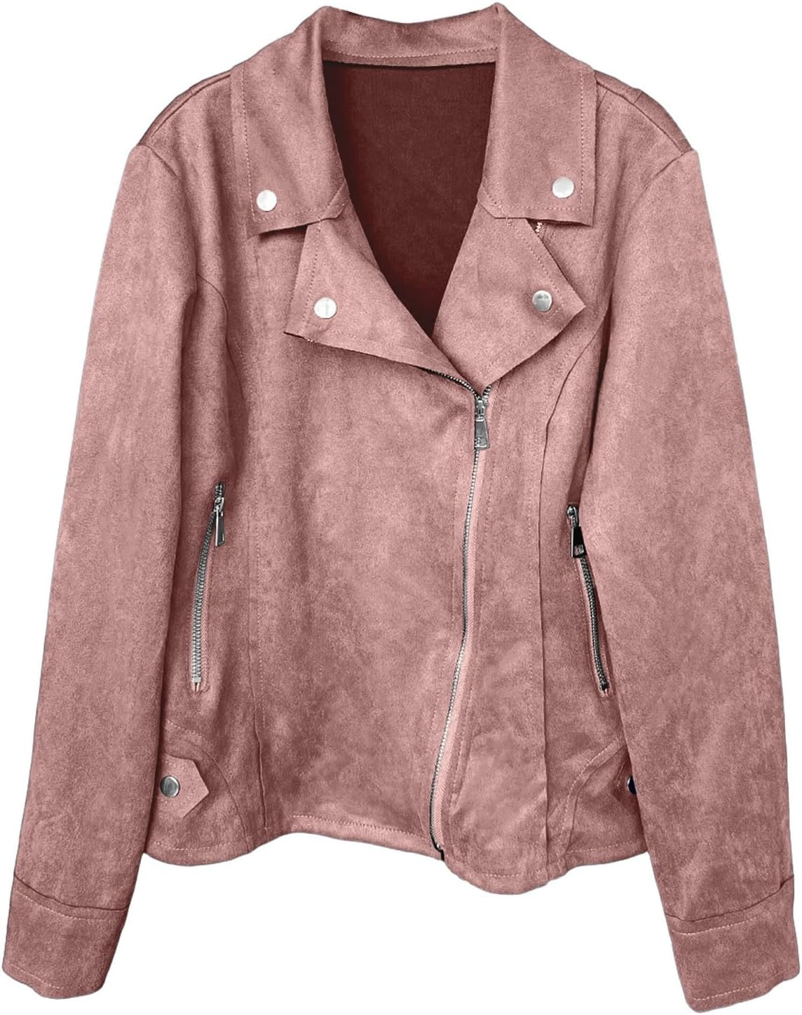 image:imageFaux Suede Jacket Women Long Sleeve Leather Bomber Jackets Moto Cropped Trench Coat For Business Casual Going OutRd1