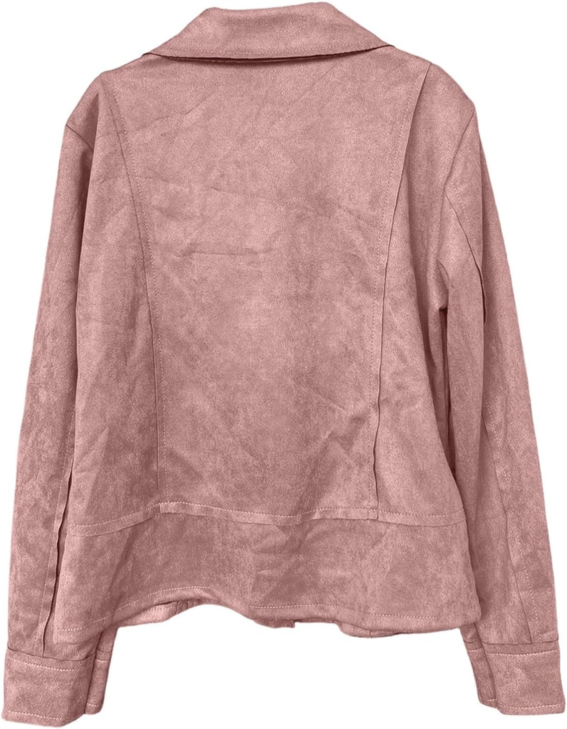 image:imageFaux Suede Jacket Women Long Sleeve Leather Bomber Jackets Moto Cropped Trench Coat For Business Casual Going OutRd1