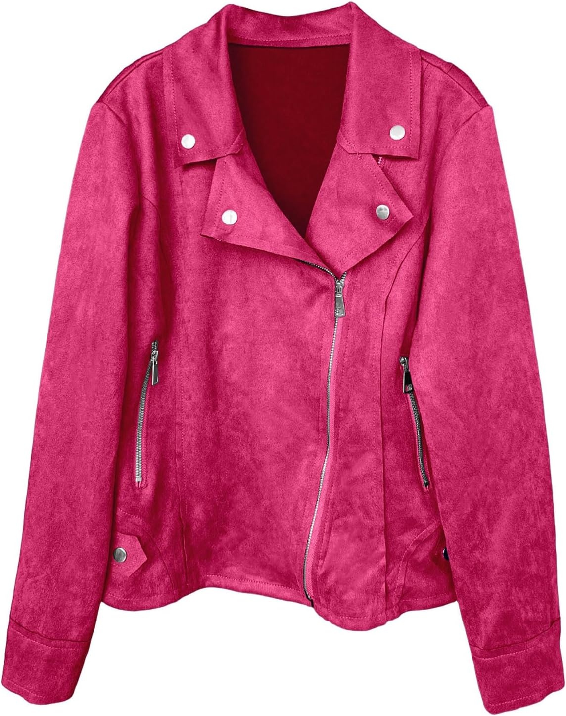 image:imageFaux Suede Jacket Women Long Sleeve Leather Bomber Jackets Moto Cropped Trench Coat For Business Casual Going OutRd3