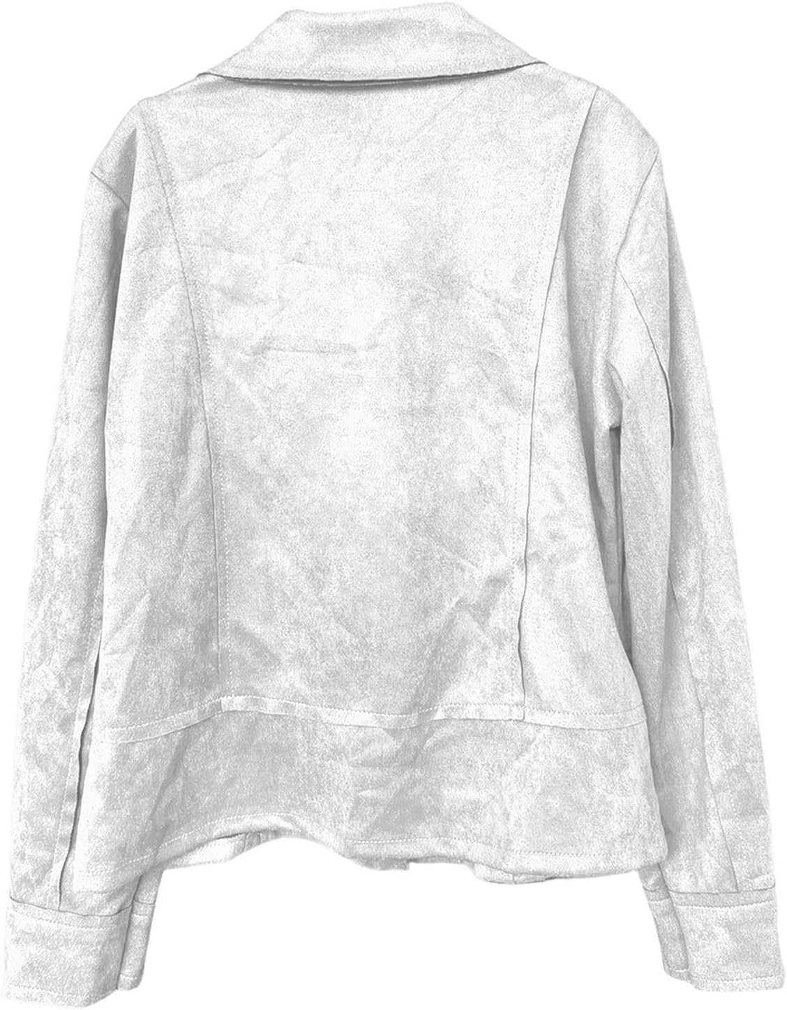 image:imageFaux Suede Jacket Women Long Sleeve Leather Bomber Jackets Moto Cropped Trench Coat For Business Casual Going OutWhite