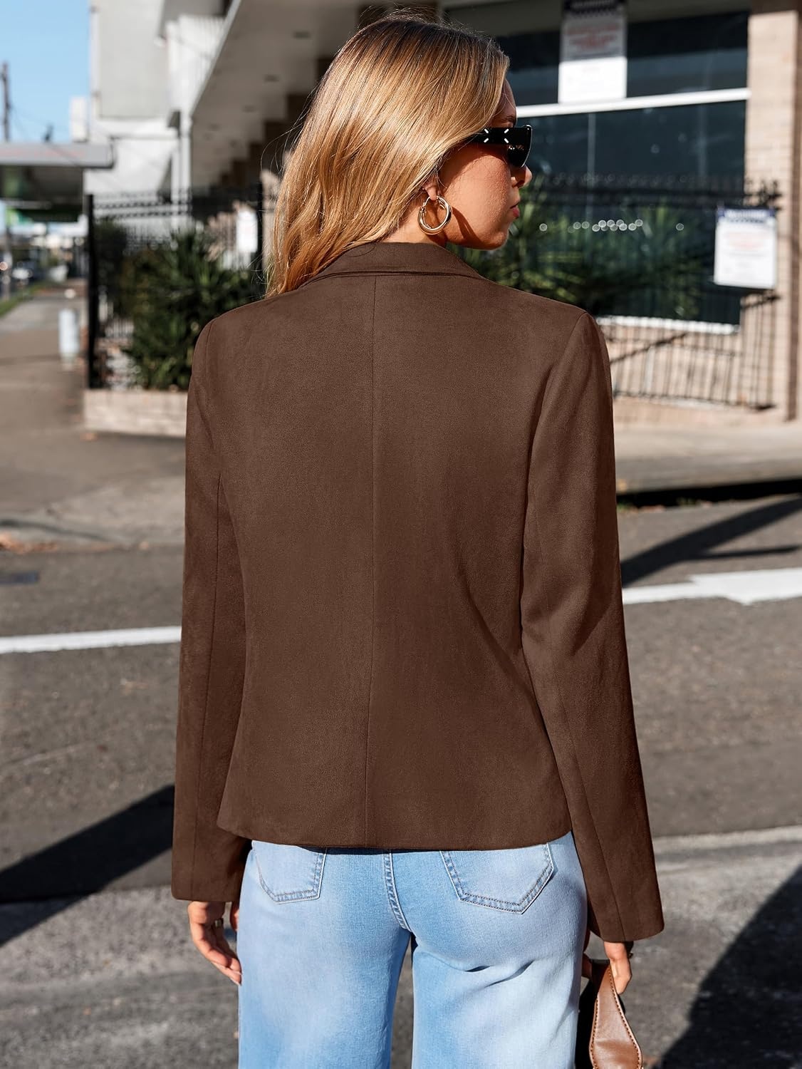 image:imageGlamaker Womens Fall Faux Suede Jackets Fashion Lightweight Coat OutfitsDark Brown