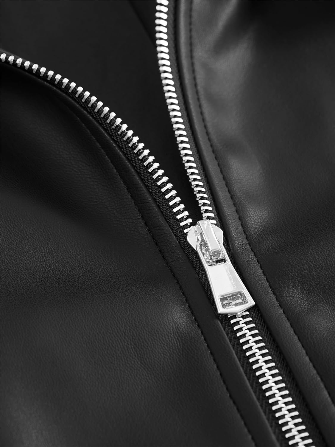 image:imageKIRUNDO Fall Jackets for Women Oversized Zip Up Faux Leather Bomber CoatsBlack