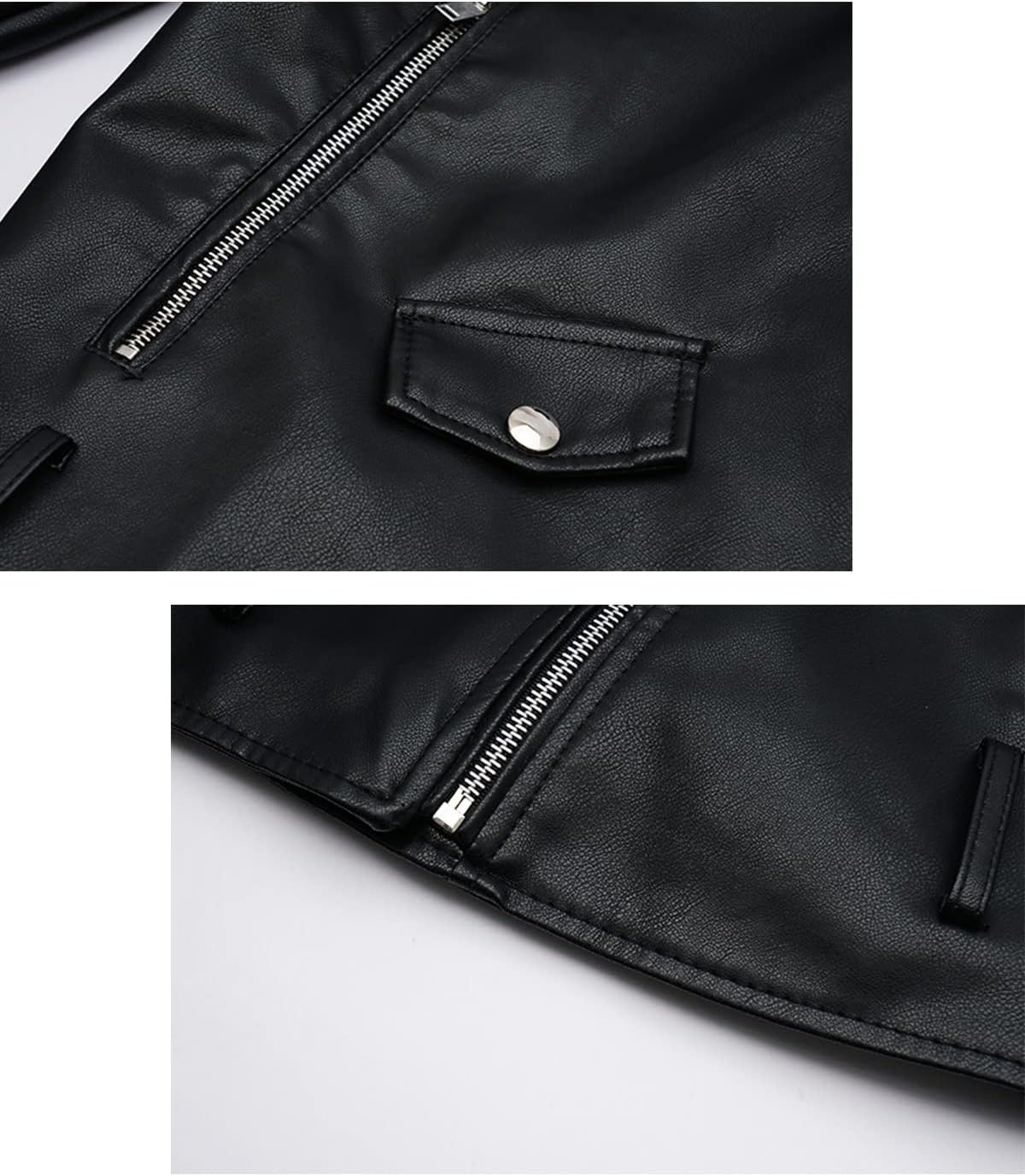 image:imageLY VAREY LIN Women Faux Leather Jacket Lapel Collar Motorcycle Zip Up Long Sleeve Motor Biker Short Coat Jacket2123black