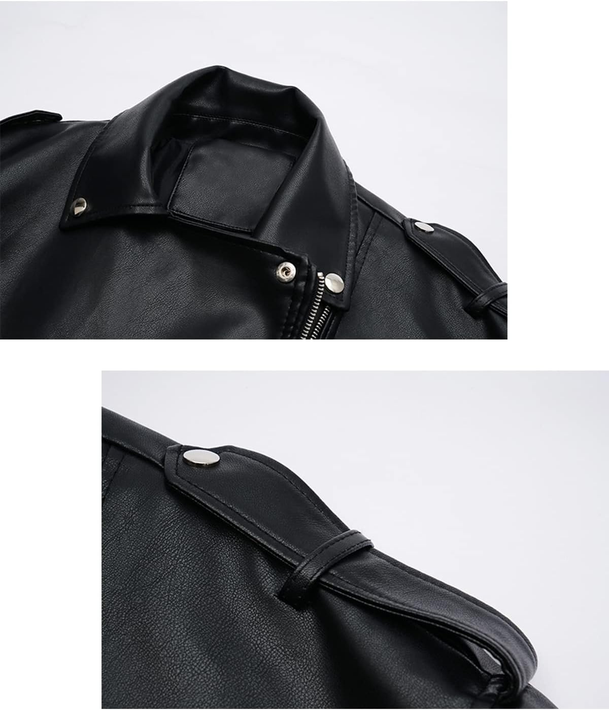 image:imageLY VAREY LIN Women Faux Leather Jacket Lapel Collar Motorcycle Zip Up Long Sleeve Motor Biker Short Coat Jacket2123black