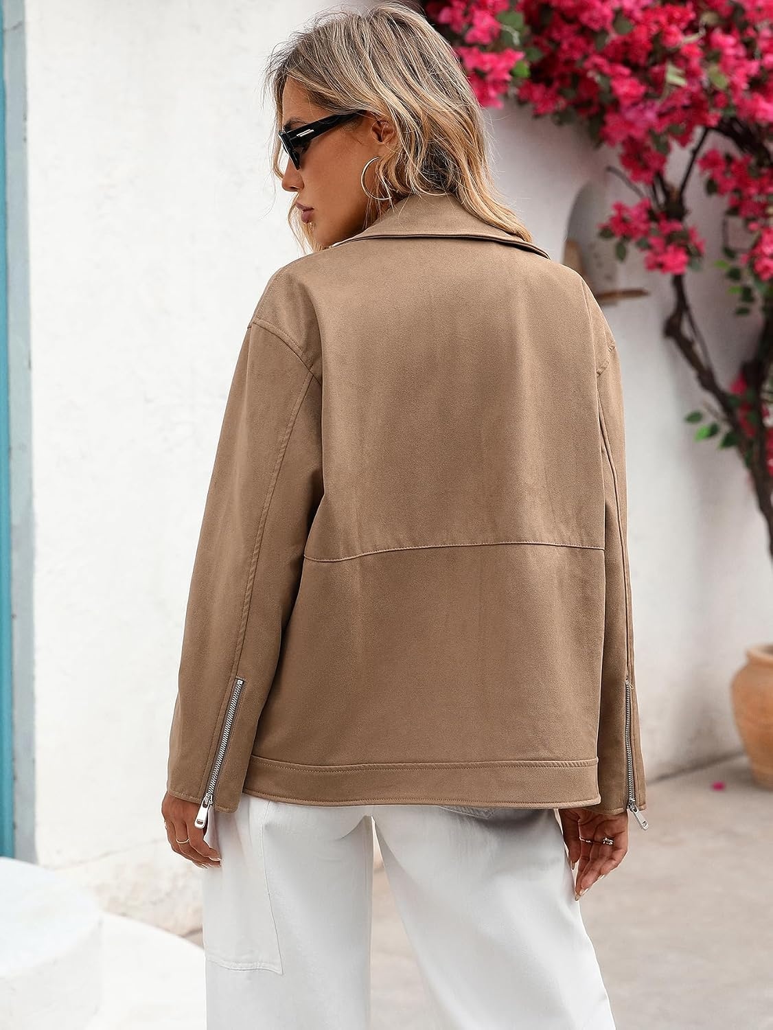 image:imageLY VAREY LIN Women Faux Leather Jacket Lapel Collar Motorcycle Zip Up Long Sleeve Motor Biker Short Coat JacketL9123brown
