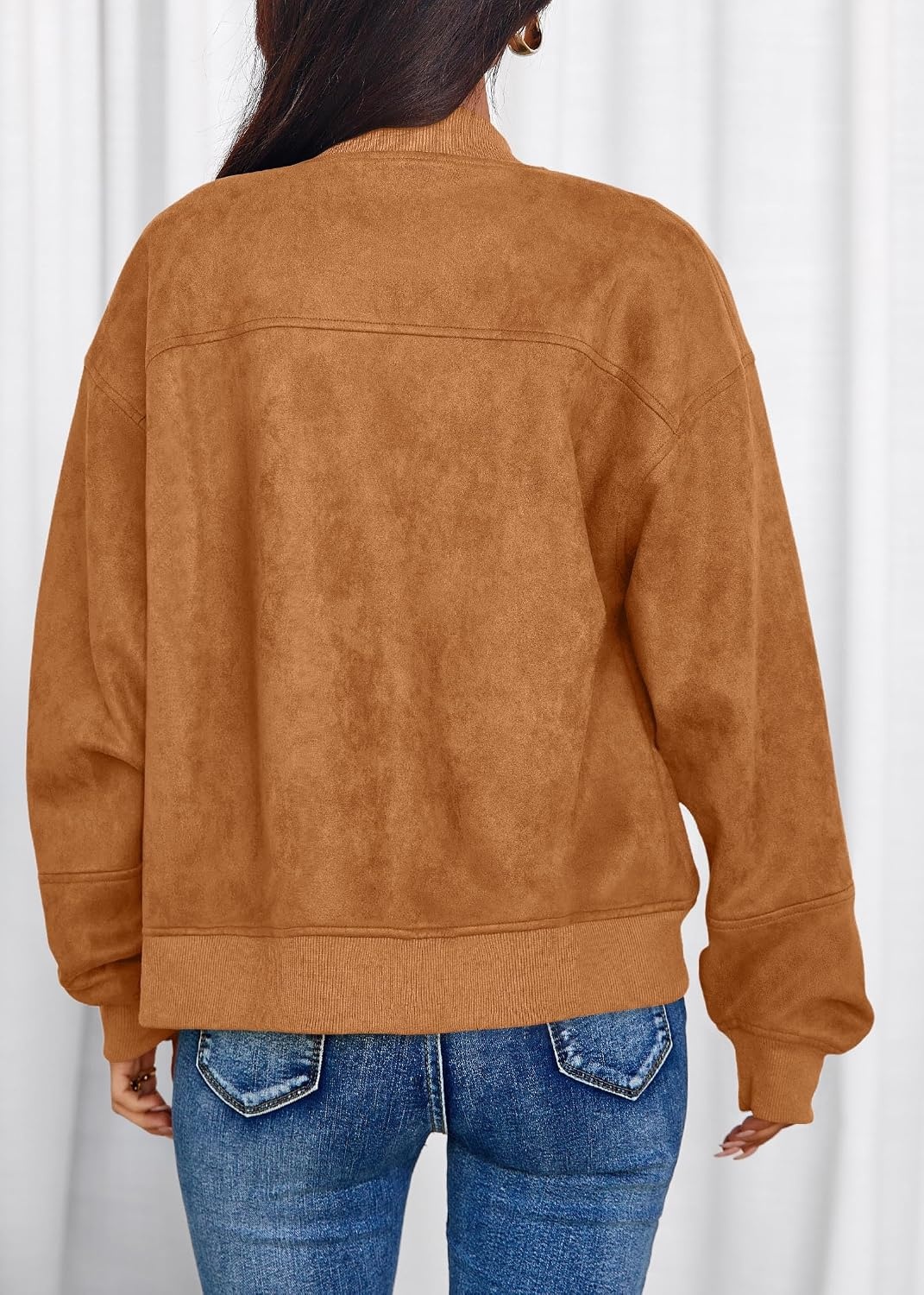 image:imageLazysmile Womens Faux Suede Bomber Jackets Fall Fashion OutfitsBrown