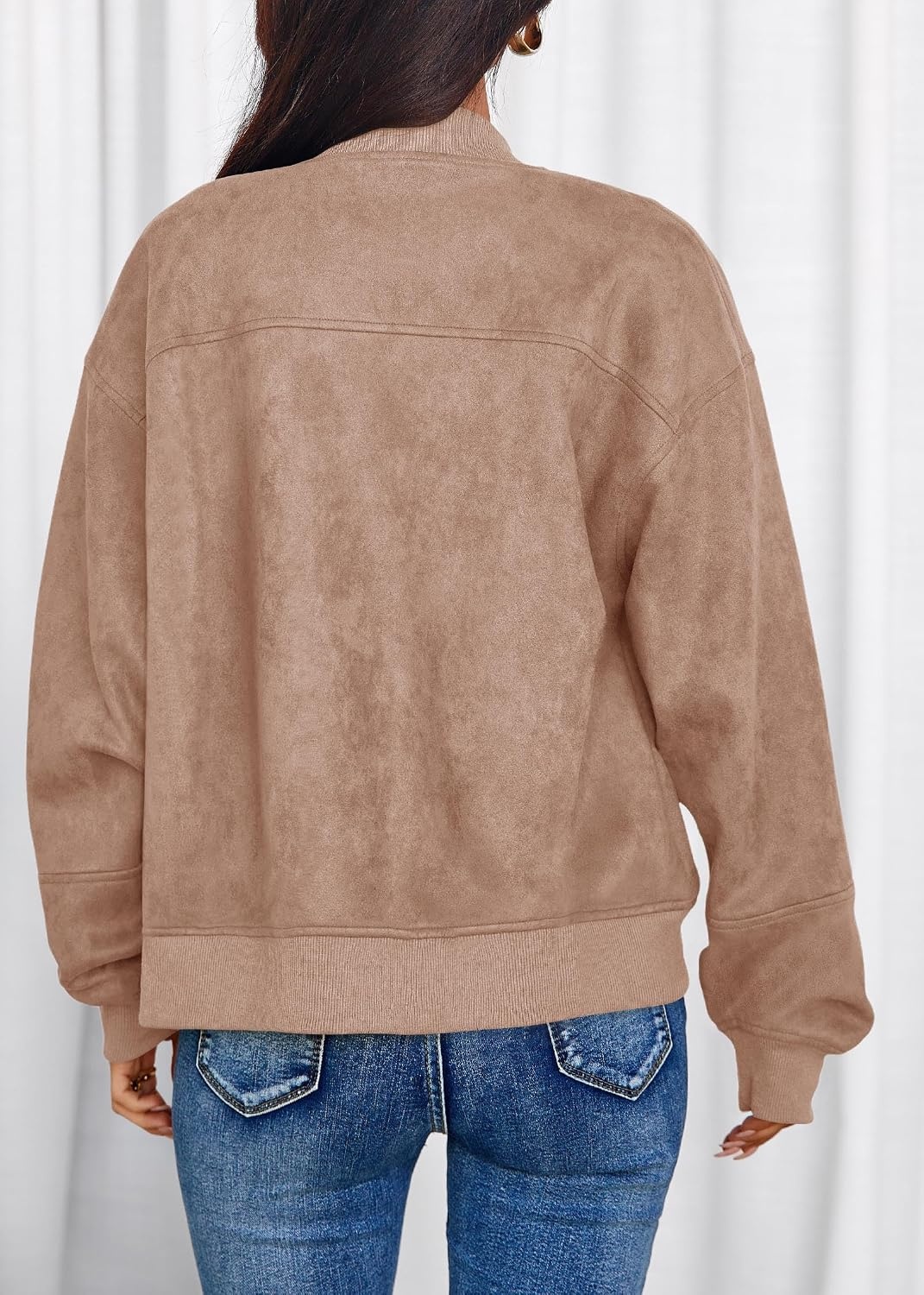 image:imageLazysmile Womens Faux Suede Bomber Jackets Fall Fashion OutfitsCamel