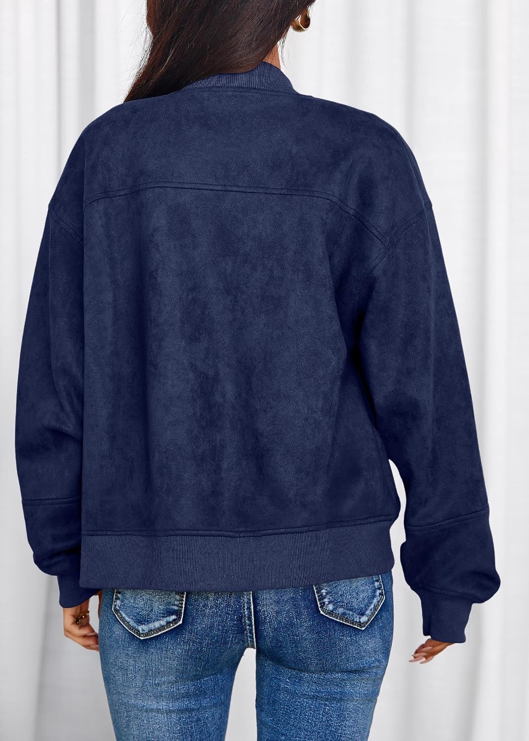 image:imageLazysmile Womens Faux Suede Bomber Jackets Fall Fashion OutfitsNavy