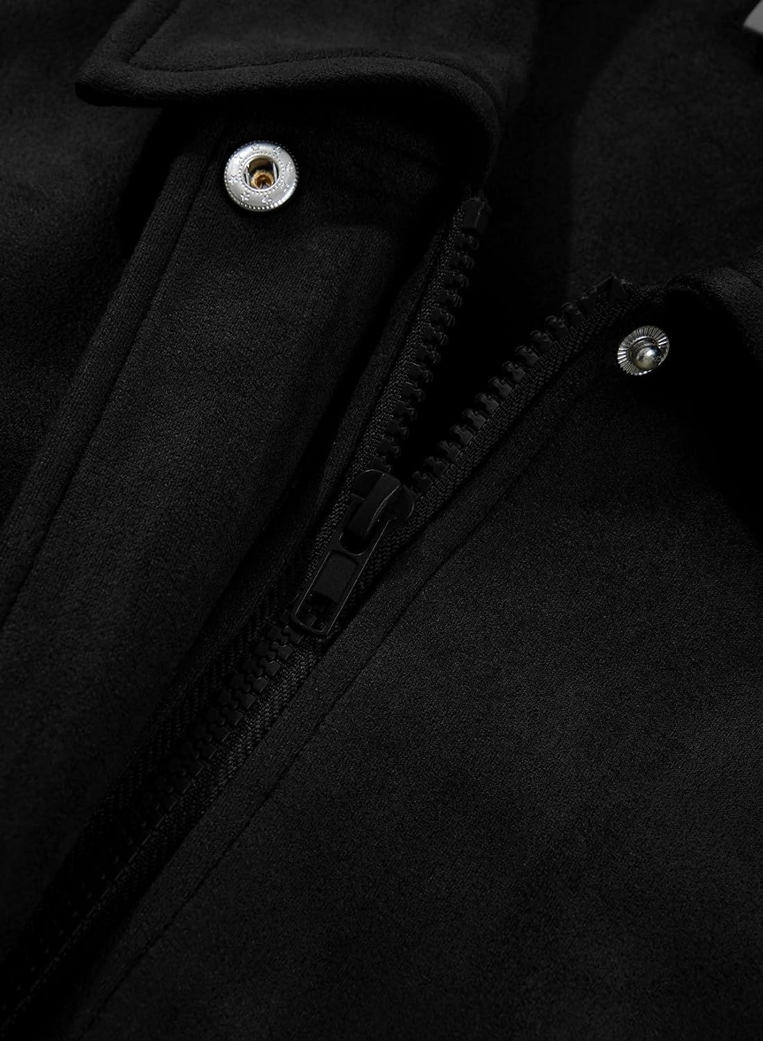 image:imageSHEWIN Womens Faux Suede Bomber Jacket Oversized Zip Up Cropped CoatBlack