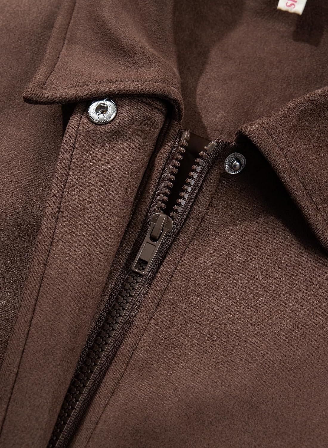 image:imageSHEWIN Womens Faux Suede Bomber Jacket Oversized Zip Up Cropped CoatCoffee