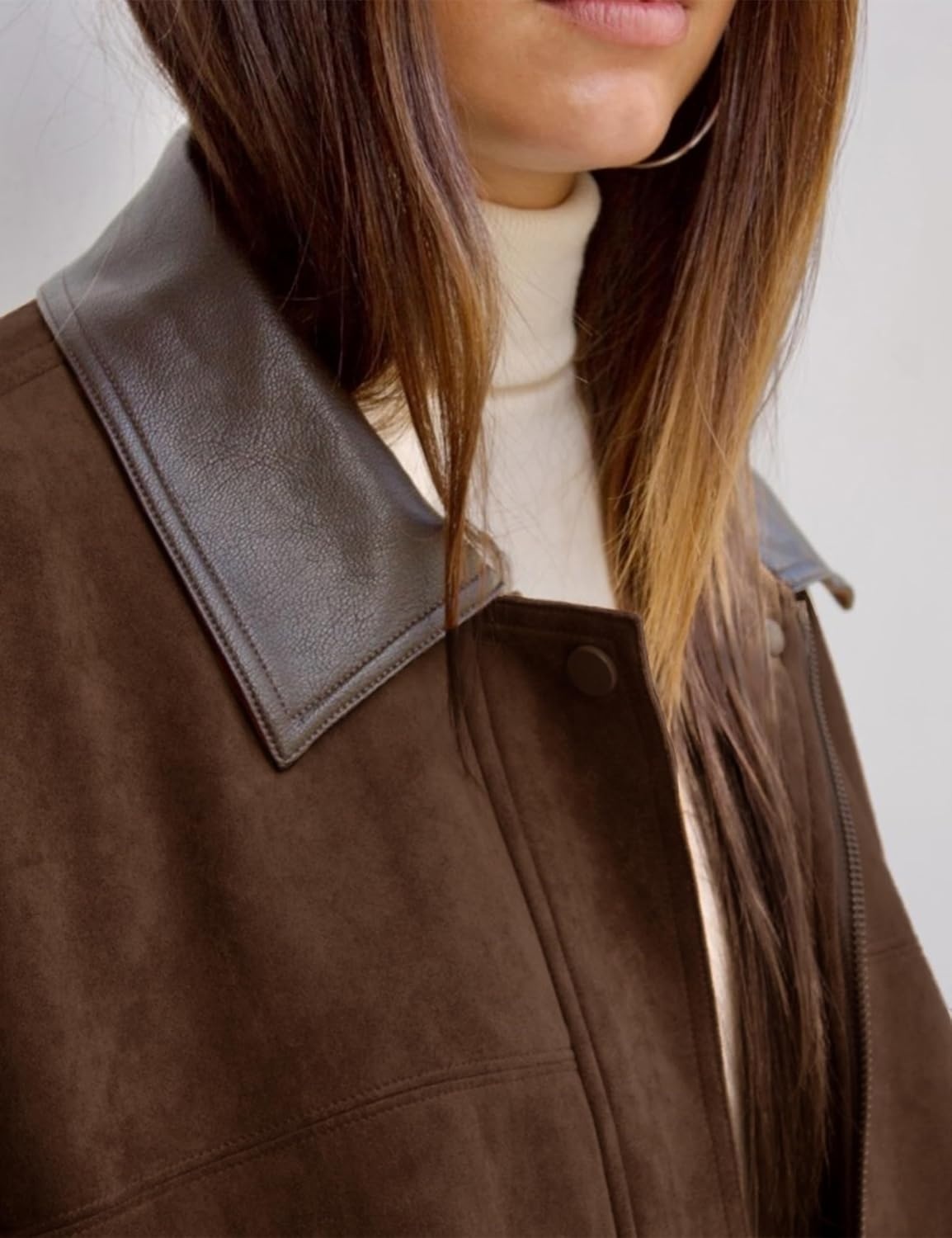 image:imageTanming Womens Faux Suede Leather Jackets Lapel Pilot CoatCoffee