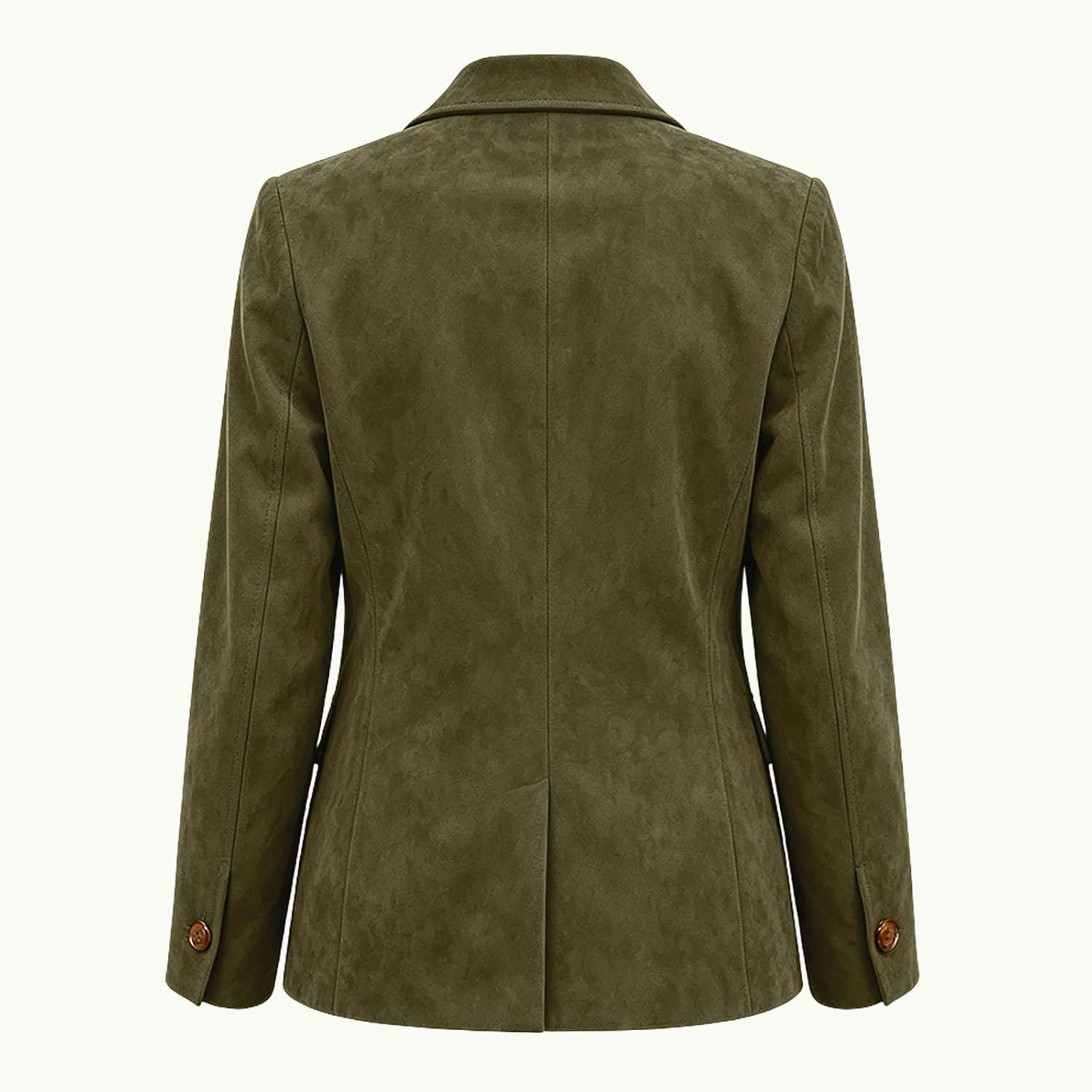 image:imageWomen Faux Suede Jacket Lapel Collar Long Sleeve Button Coat with PocketsArmy Green
