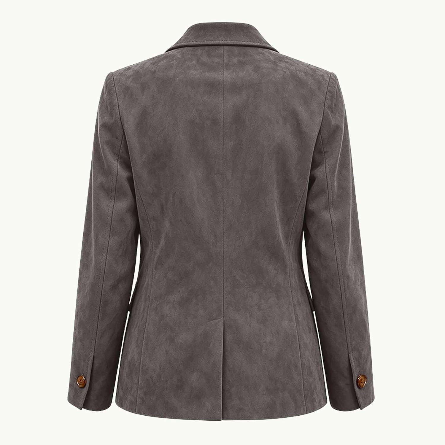 image:imageWomen Faux Suede Jacket Lapel Collar Long Sleeve Button Coat with PocketsGray