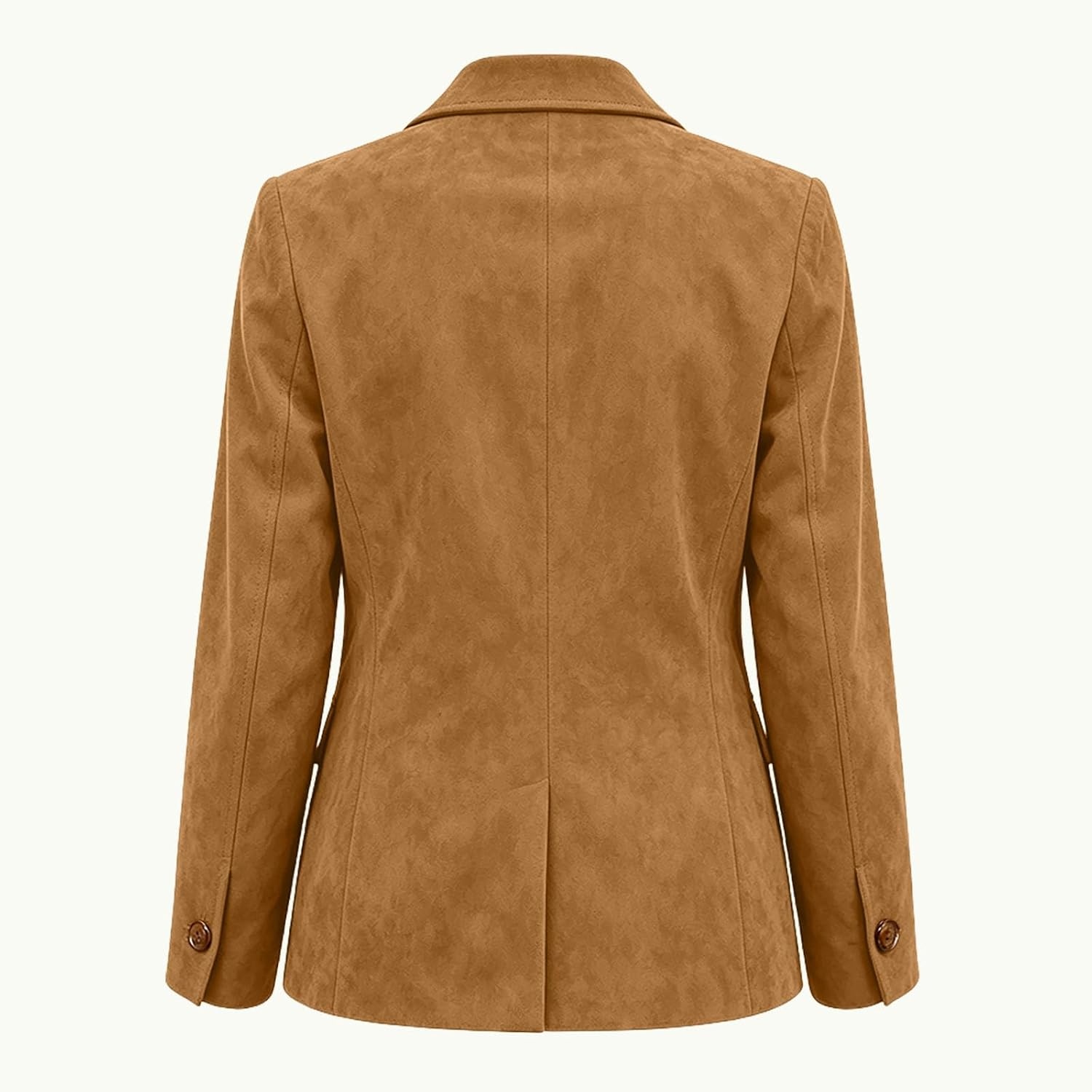 image:imageWomen Faux Suede Jacket Lapel Collar Long Sleeve Button Coat with PocketsKhaki