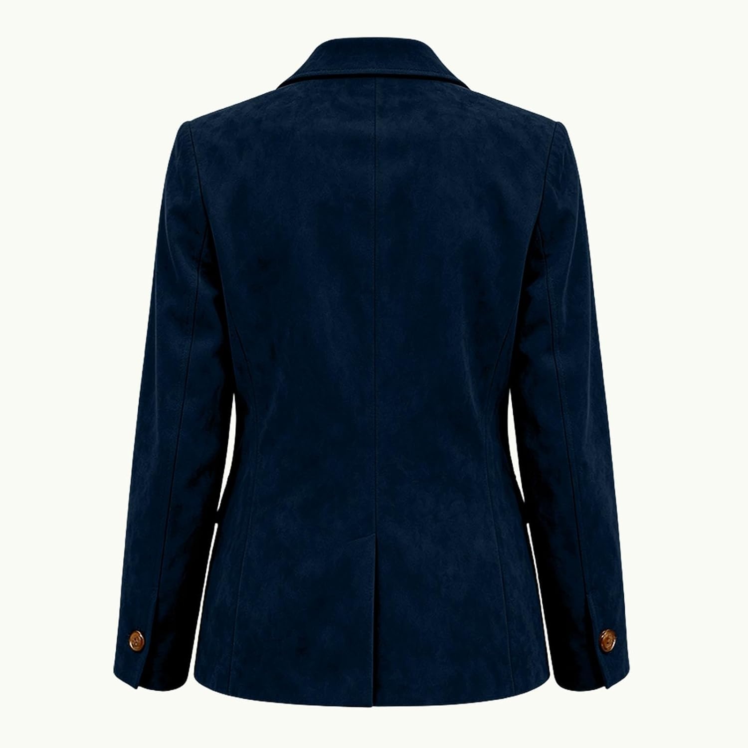 image:imageWomen Faux Suede Jacket Lapel Collar Long Sleeve Button Coat with PocketsNavy Blue