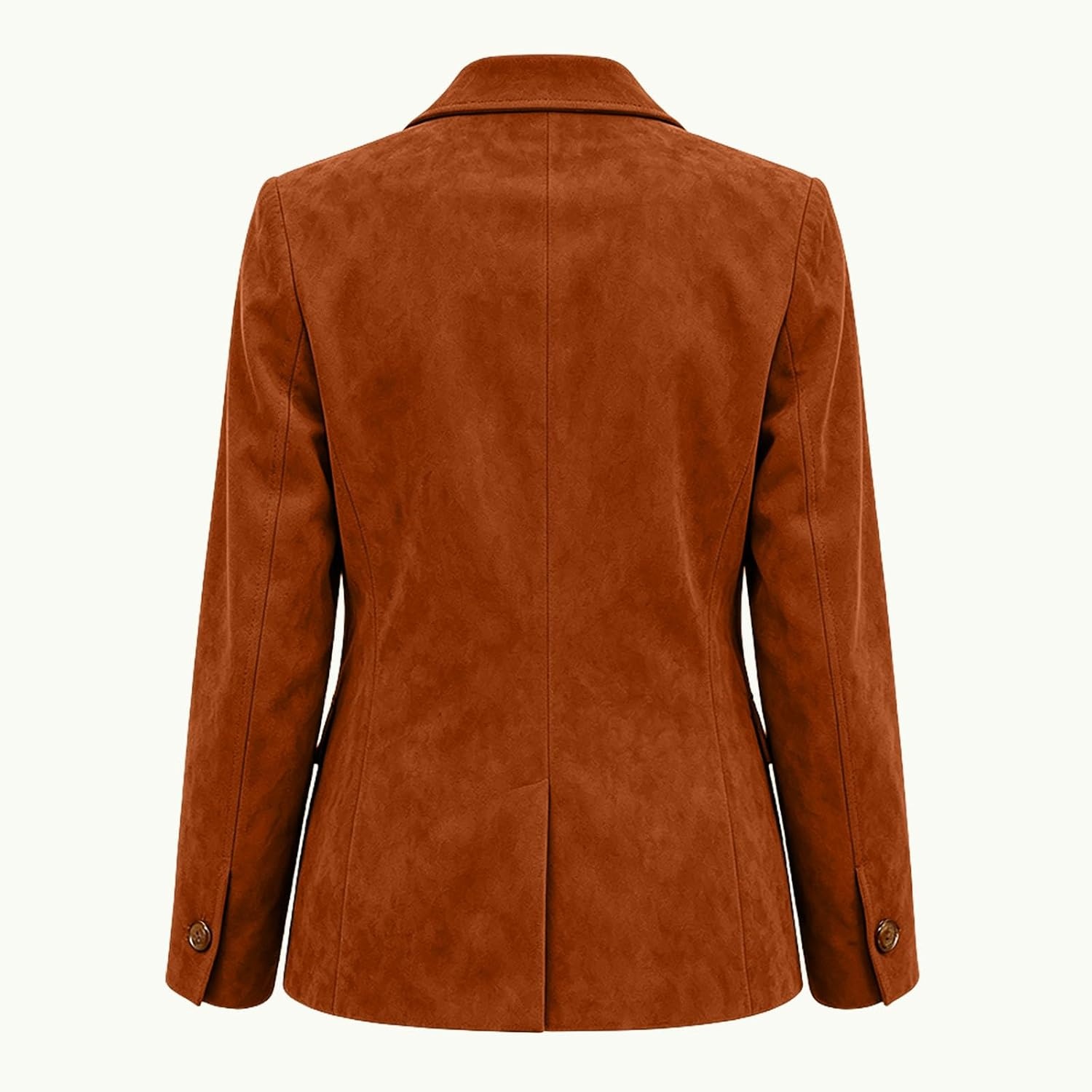 image:imageWomen Faux Suede Jacket Lapel Collar Long Sleeve Button Coat with PocketsOrange