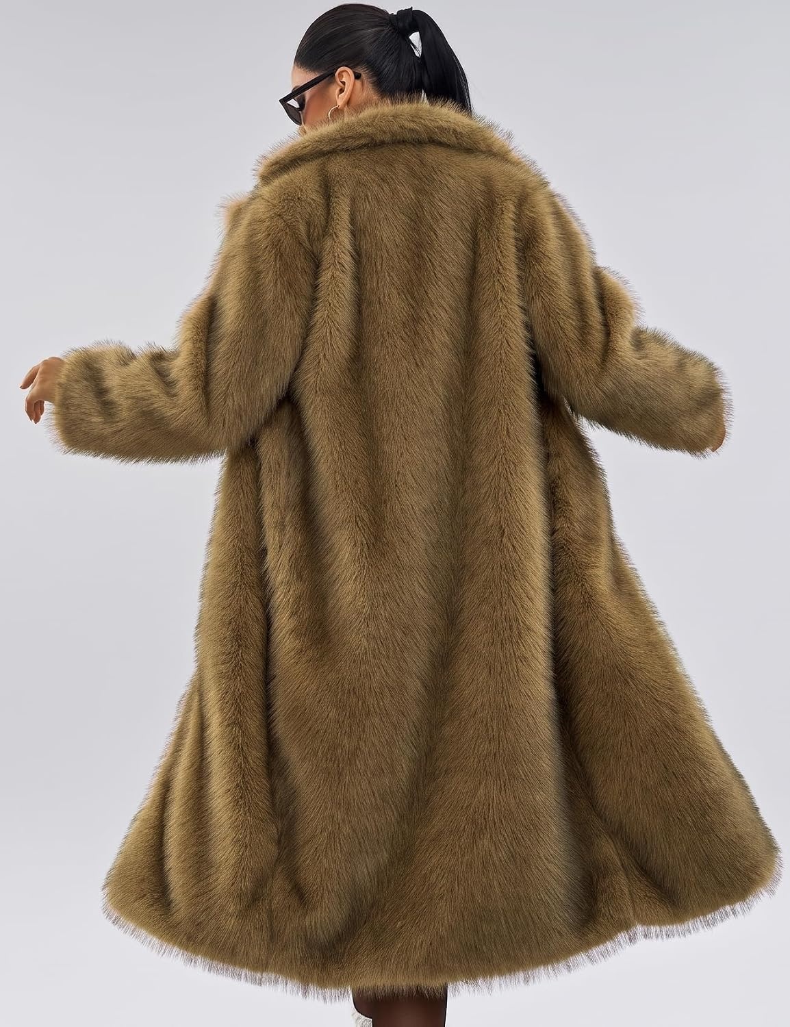 image:imageWyeysyt Womens Faux Fur Coat Long Warm Fluffy Winter JacketLightbrown