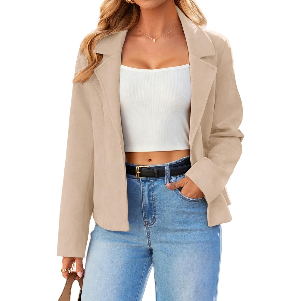 image:imageGlamaker Womens Fall Faux Suede Jackets Fashion Lightweight Coat OutfitsApricot