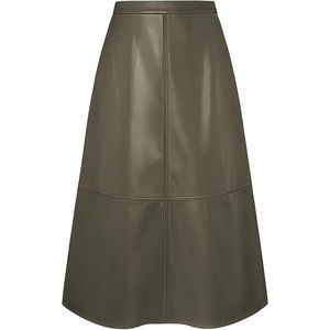 2026 Faux Leather Skirts for Women, High Waist A Line Fall Winter Outfits(Olive Green)