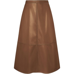 2026 Faux Leather Skirts for Women, High Waist A Line Fall Winter Outfits(Orange Brown)