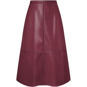 2026 Faux Leather Skirts for Women, High Waist A Line Fall Winter Outfits(Wine Red)