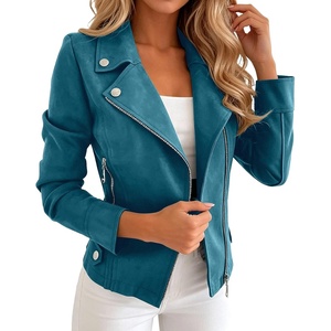 Faux Suede Jacket Women Long Sleeve Leather Bomber Jackets Moto Cropped Trench Coat For Business Casual Going Out(Bu1)