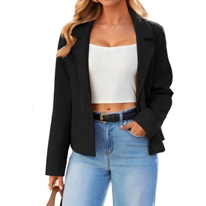 Glamaker Women’s Fall Faux Suede Jackets Fashion Lightweight Coat Outfits(Black)