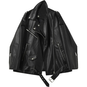 LY VAREY LIN Women Faux Leather Jacket Lapel Collar Motorcycle Zip Up Long Sleeve Motor Biker Short Coat Jacket(2123black)